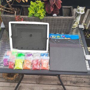 Vtg "LITE BRITE" Hasbro Toy w/ 100's of Pegs, Multiple Refill Page